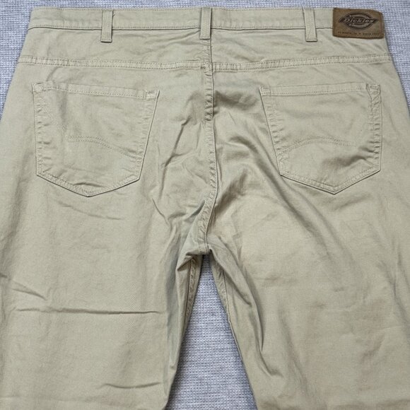 Dickies Mens Khaki Pants Stretch Straight Leg Pockets Tan Trouser Size 40X30 - Picture 4 of 13